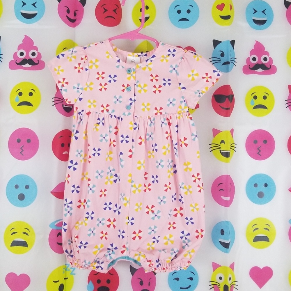 Hanna Anderson CUTIE Pink Candy Romper Sz 80